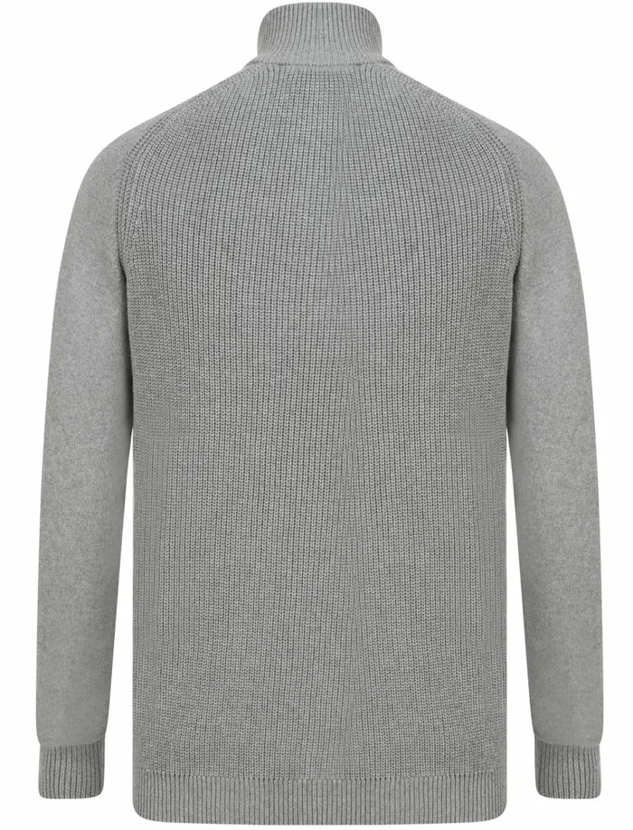 Men Jumpers and Cardigans Tokyo Laundry Kinkle Half Zip Cotton Knitted Jumper In Mid Grey Marl 8211 Kensington Eastside Grey
