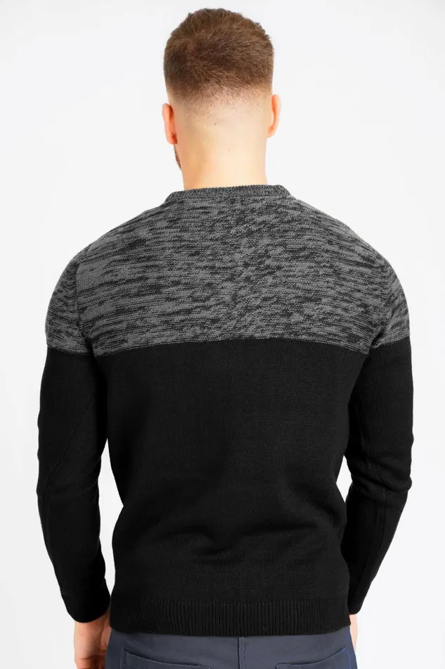 Men Jumpers and Cardigans Tokyo Laundry Squirrel Colour Block Knitted Jumper In Black Castlerock Twist 8211 Kensington Eastside Charcoal