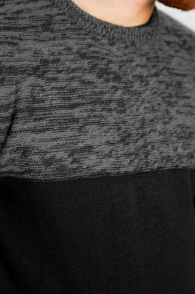 Men Jumpers and Cardigans Tokyo Laundry Squirrel Colour Block Knitted Jumper In Black Castlerock Twist 8211 Kensington Eastside Charcoal