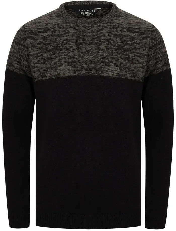 Men Jumpers and Cardigans Tokyo Laundry Squirrel Colour Block Knitted Jumper In Black Castlerock Twist 8211 Kensington Eastside Charcoal