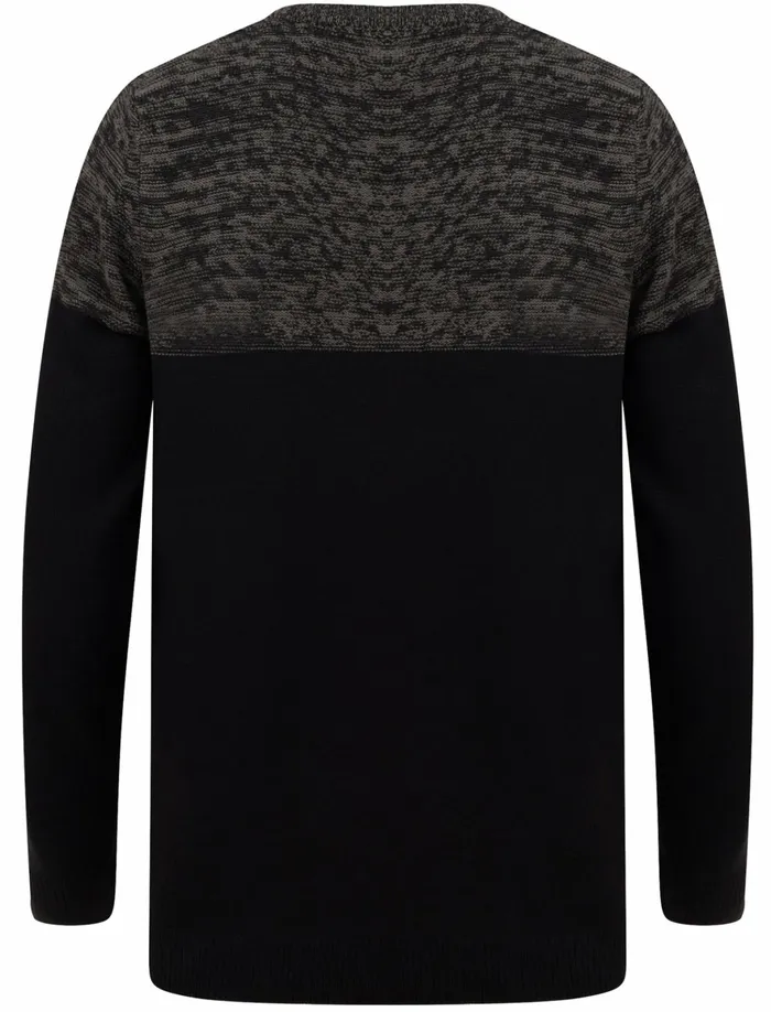 Men Jumpers and Cardigans Tokyo Laundry Squirrel Colour Block Knitted Jumper In Black Castlerock Twist 8211 Kensington Eastside Charcoal