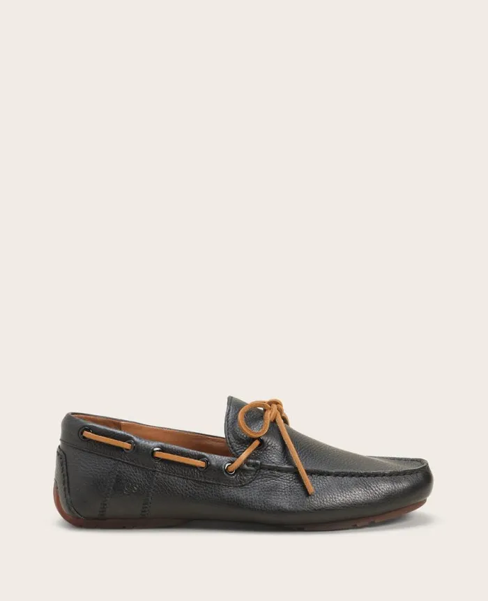 Men Loafers Kenneth Cole GENTLE SOULS Nyle Leather Driver Boat Shoe Black