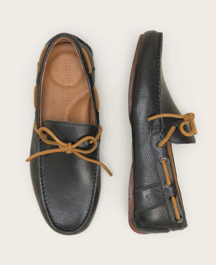 Men Loafers Kenneth Cole GENTLE SOULS Nyle Leather Driver Boat Shoe Black Men Loafers Kenneth Cole GENTLE SOULS Nyle Leather Driver Boat Shoe Black
