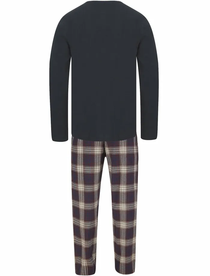 Men Loungewear Tokyo Laundry Field 2Pc Long Sleeve Cotton Checked Lounge Set In Sky Captain Navy Tokyo Laundry Navy