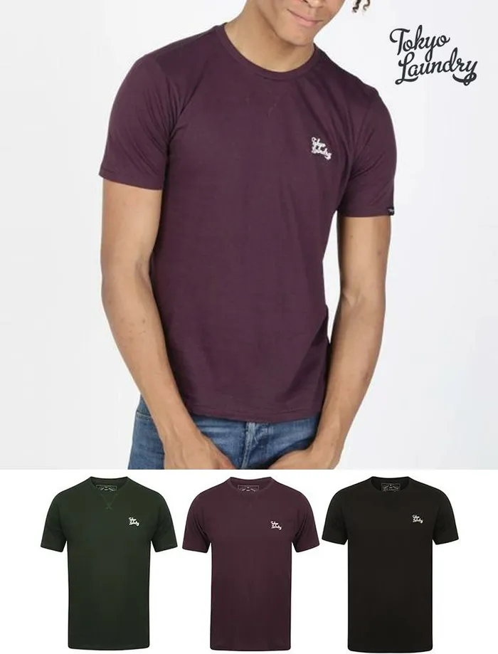 Men Loungewear Tokyo Laundry Koppelo 3 Pack Crew Neck Cotton TShirts In Hunter Green Aubergine Black 8211 Tokyo Laundry Black Men Loungewear Tokyo Laundry Koppelo 3 Pack Crew Neck Cotton TShirts In Hunter Green Aubergine Black 8211 Tokyo Laundry Black