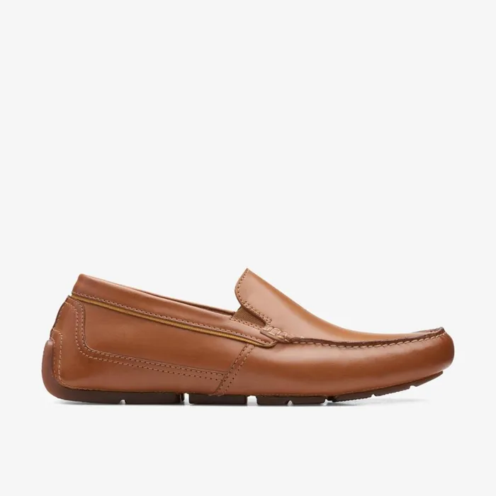 Men Markman Plain Tan Leather Clarks Loafers and Slip Ons