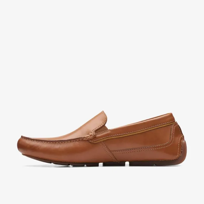 Men Markman Plain Tan Leather Clarks Loafers and Slip Ons