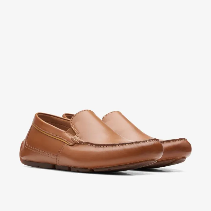 Men Markman Plain Tan Leather Clarks Loafers and Slip Ons