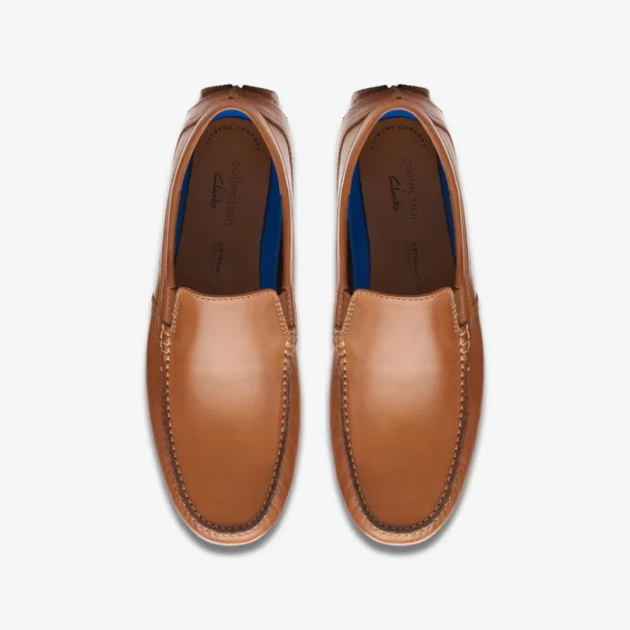 Men Markman Plain Tan Leather Clarks Loafers and Slip Ons
