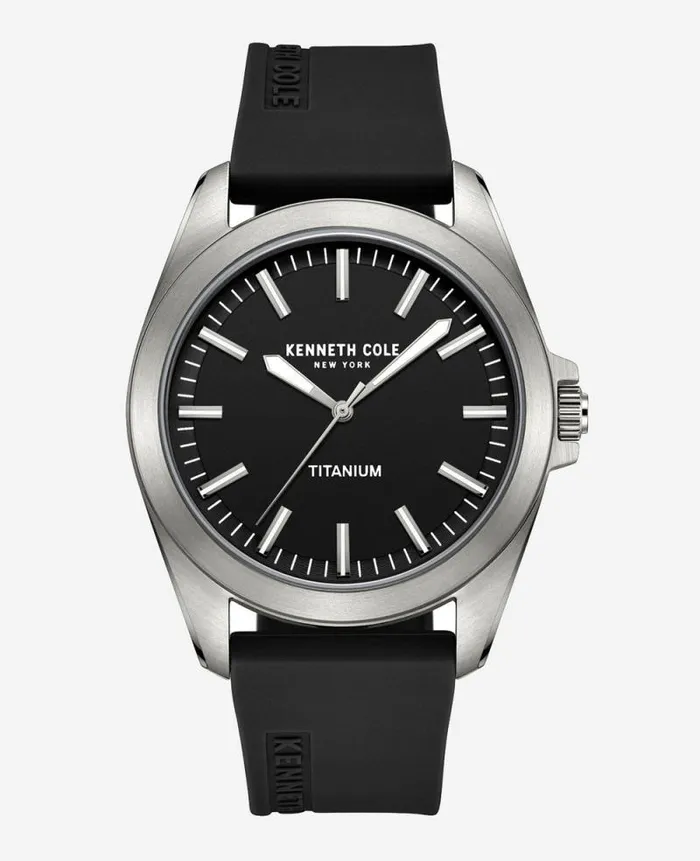 Men Mens Watches Kenneth Cole Modern Classic Titanium Silicone Strap Watch Black