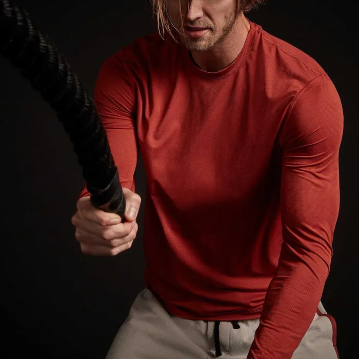 Men Performance Tops James Perse Perforated Performance Crew Tamarind