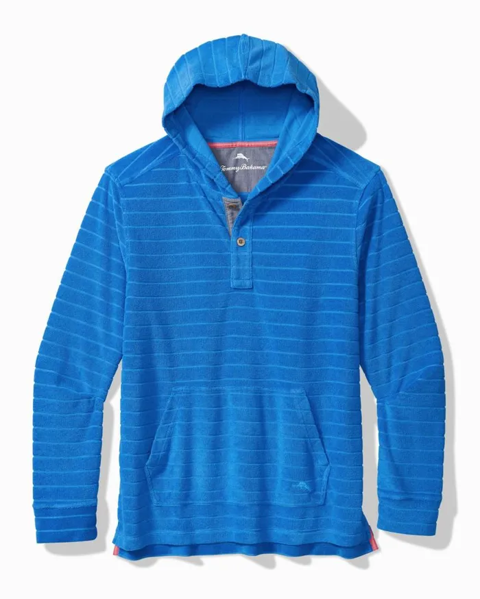Men Poolside Terry Horizon Baja Hoodie Palace Blue Tommy Bahama Sweatshirts