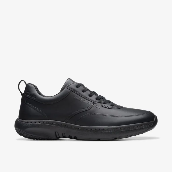 Men Pro Lace Black Leather Clarks Sneakers
