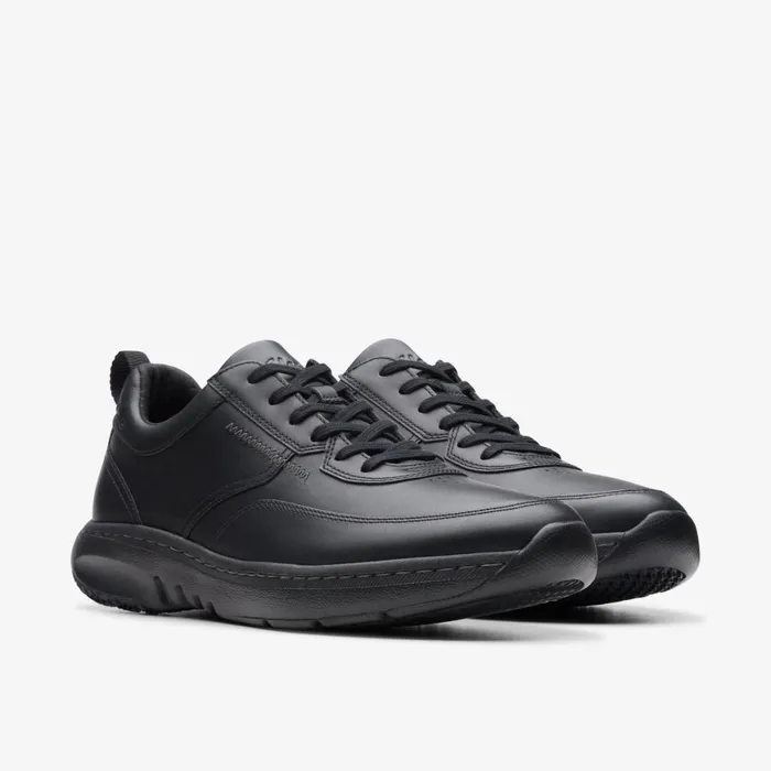 Men Pro Lace Black Leather Clarks Sneakers