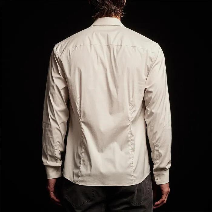 Men Shirting James Perse Matte Stretch Poplin Dress Shirt Sand