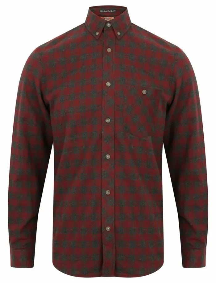 Men Shirts Tokyo Laundry Corrado Checked Cotton Shirt In Burgundy Tokyo Laundry Oxblood