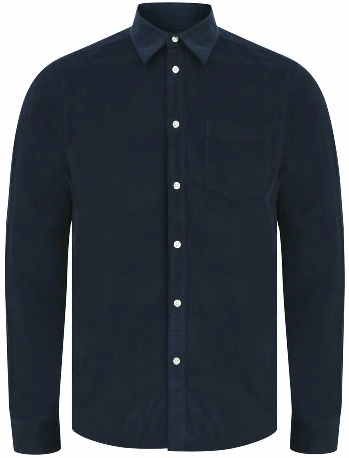 Men Shirts Tokyo Laundry Erskine Corduroy Cotton Long Sleeve Shirt In Navy 8211 Tokyo Laundry Navy