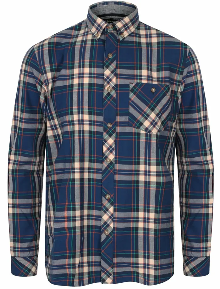 Men Shirts Tokyo Laundry Milan Checked Cotton Long Sleeve Shirt In Estate Blue 8211 Tokyo Laundry Mazarineblue