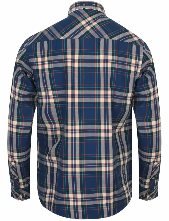 Men Shirts Tokyo Laundry Milan Checked Cotton Long Sleeve Shirt In Estate Blue 8211 Tokyo Laundry Mazarineblue