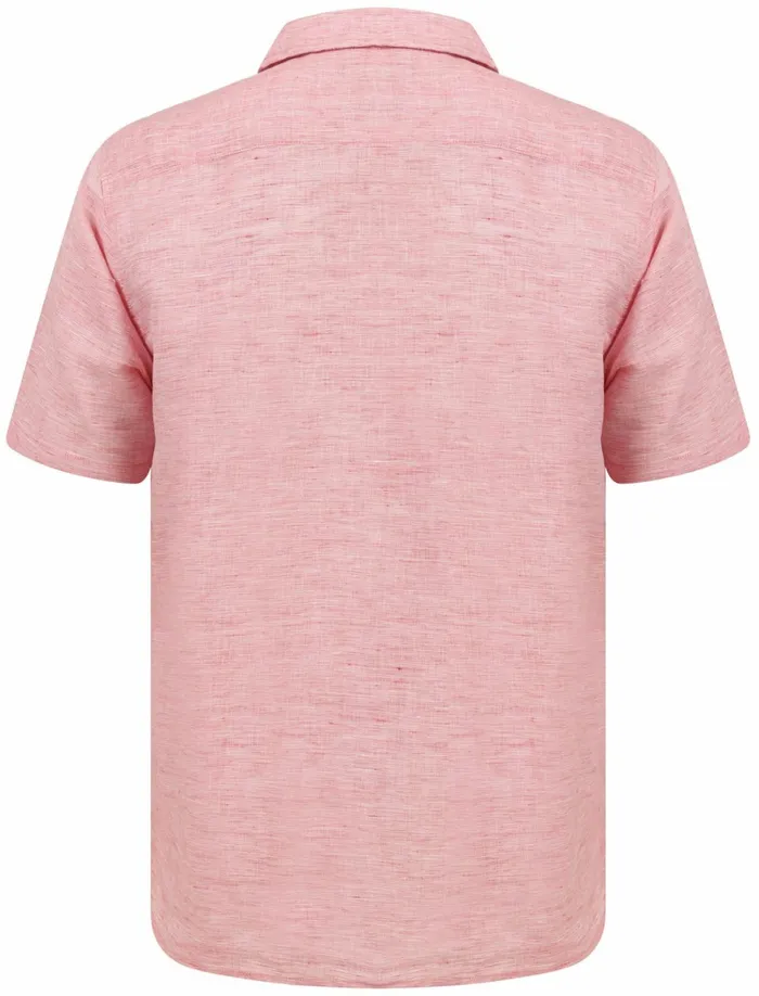 Men Shirts Tokyo Laundry Yanni Notch Collar Short Sleeve Cotton Linen Shirt In Pink 8211 Tokyo Laundry Pink