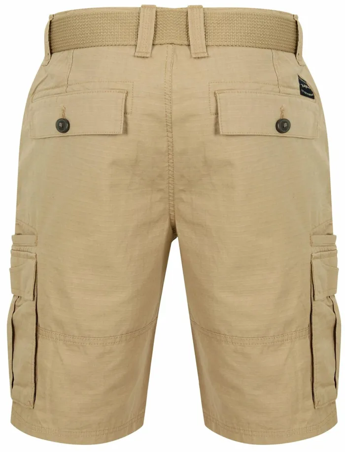 Men Shorts Tokyo Laundry Africa Ripstop Cotton Cargo Shorts With Belt In Stone 8211 Tokyo Laundry Stone