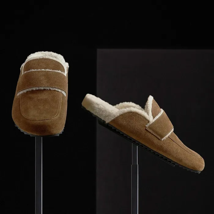 Men SlipOns James Perse Men039S Suede Shearling Lined Loafer Tabaccoivory