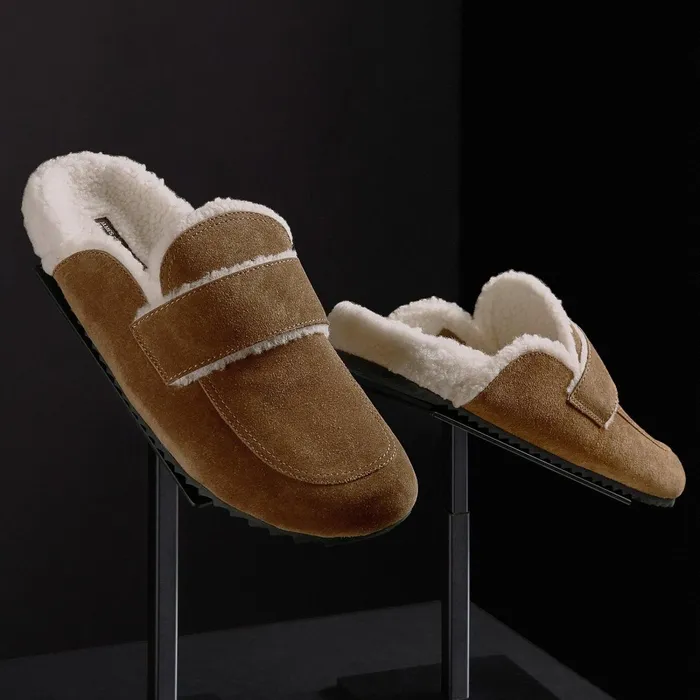Men SlipOns James Perse Men039S Suede Shearling Lined Loafer Tabaccoivory