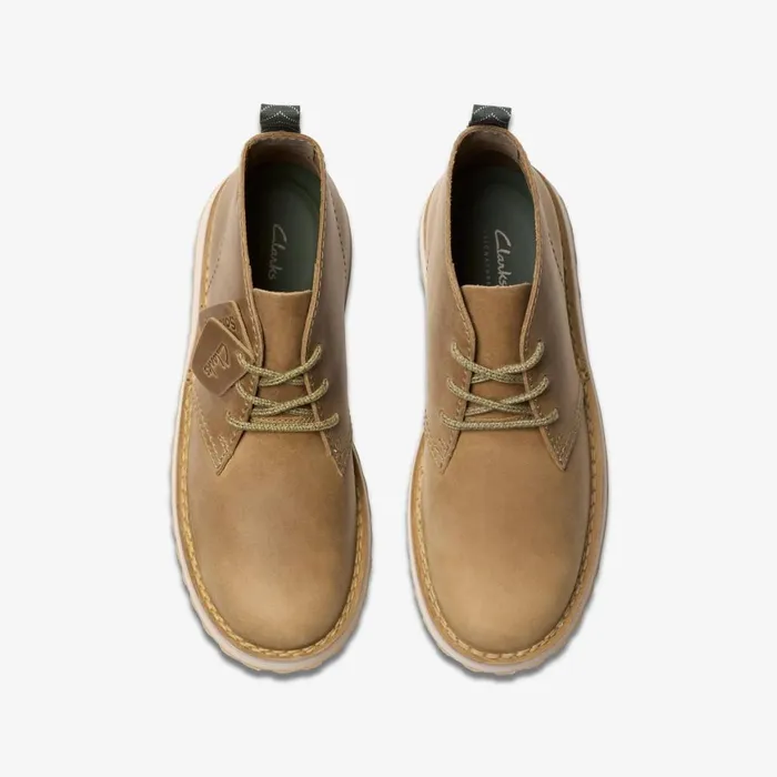 Men Solsbury Desert Boot Dark Sand Leather Clarks Boots