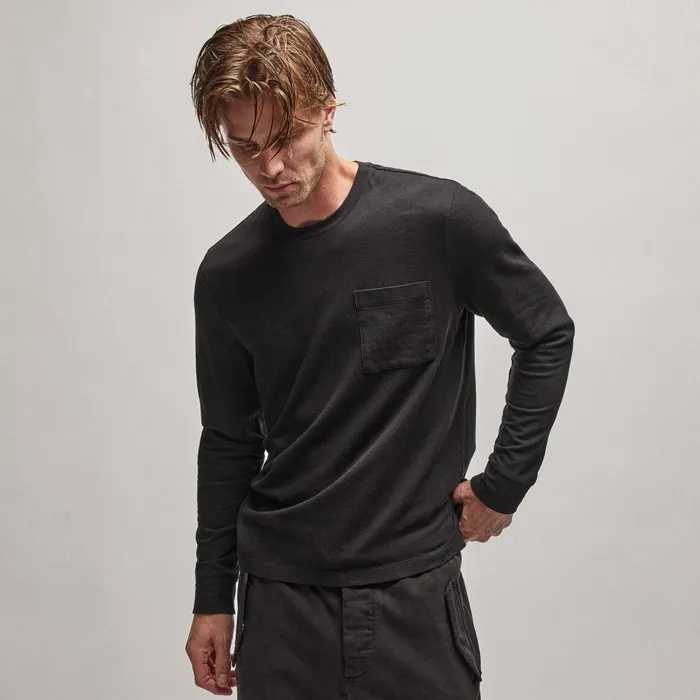 Men Sweat TopsBottoms James Perse French Terry Pocket Crew Black