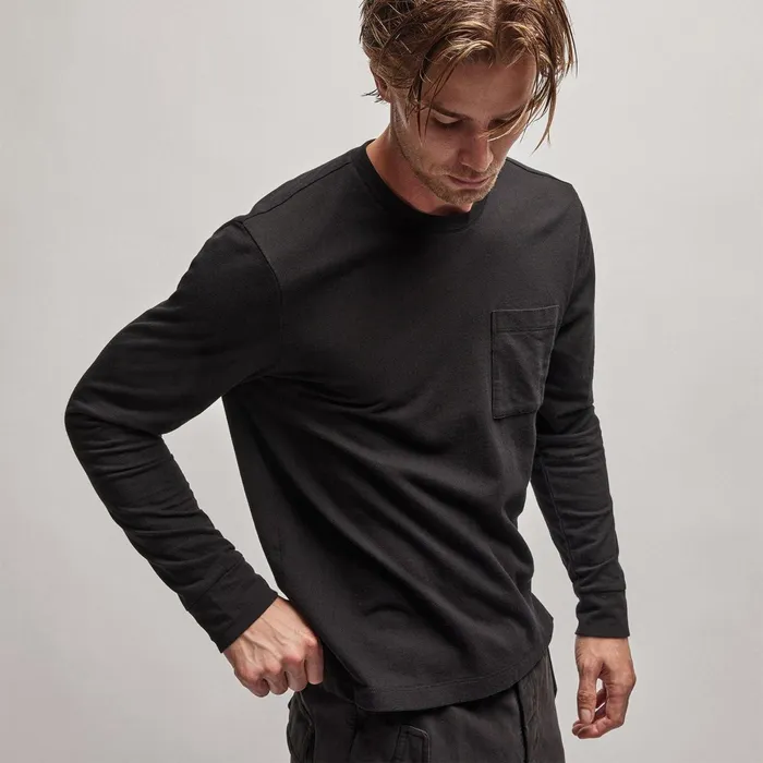 Men Sweat TopsBottoms James Perse French Terry Pocket Crew Black