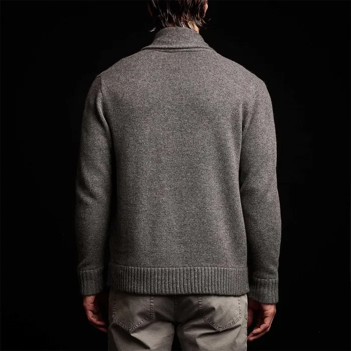 Men Sweaters James Perse Shawl Collar Button Up Cardigan Grey Felt