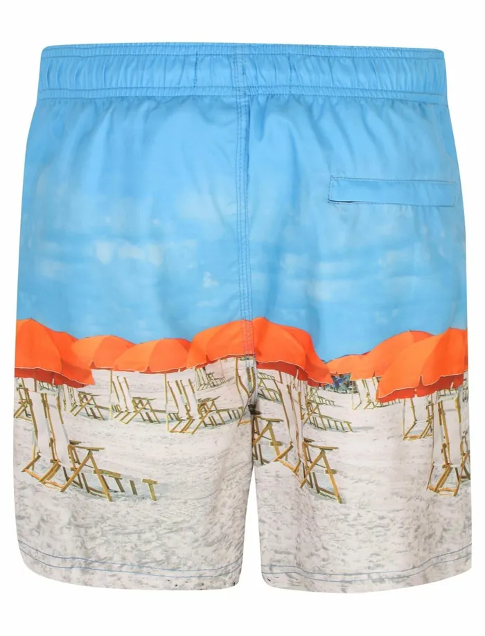 Men Swimwear Tokyo Laundry Kohen Beach Parasol Scene Print Swim Shorts 8211 Tokyo Laundry Blue