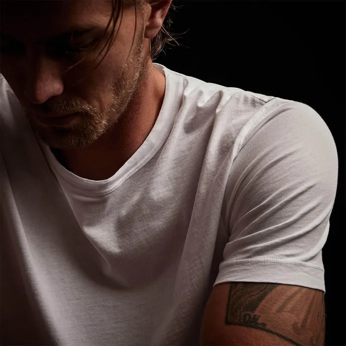 Men TShirts James Perse Mountain Graphic Crew White