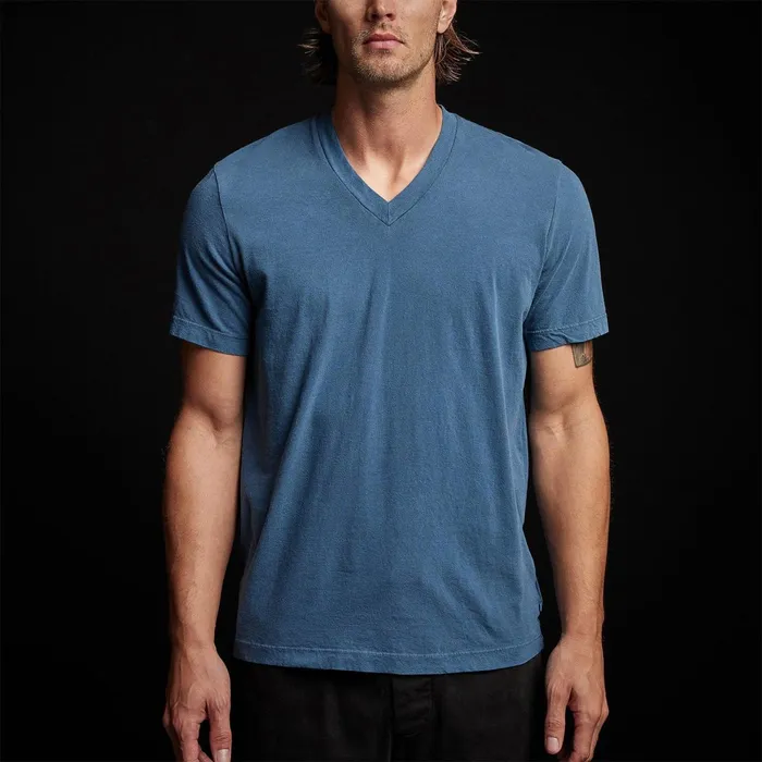 Men TShirts James Perse Short Sleeve V Neck Lake Pigment