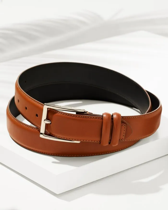 Men Tan Leather Overlay Belt Tan Tommy Bahama Belts