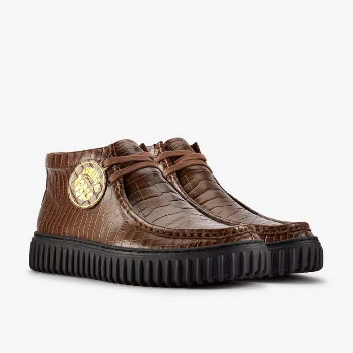 MenWomen Martine Rose Torhill Hi Brown Crocodile Leather Clarks Boots