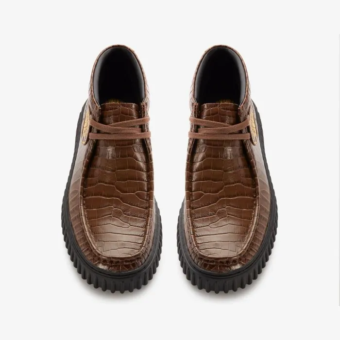 MenWomen Martine Rose Torhill Hi Brown Crocodile Leather Clarks Boots