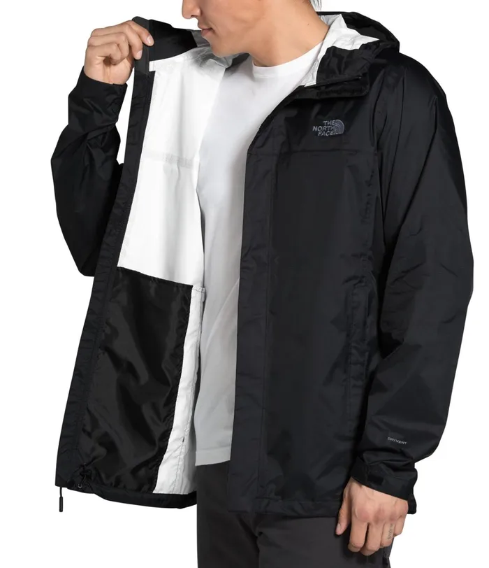 Mens Rainwear The North Face Venture 2 Jacket 8211 Tall Tnf Blacktnf Blackmid Grey
