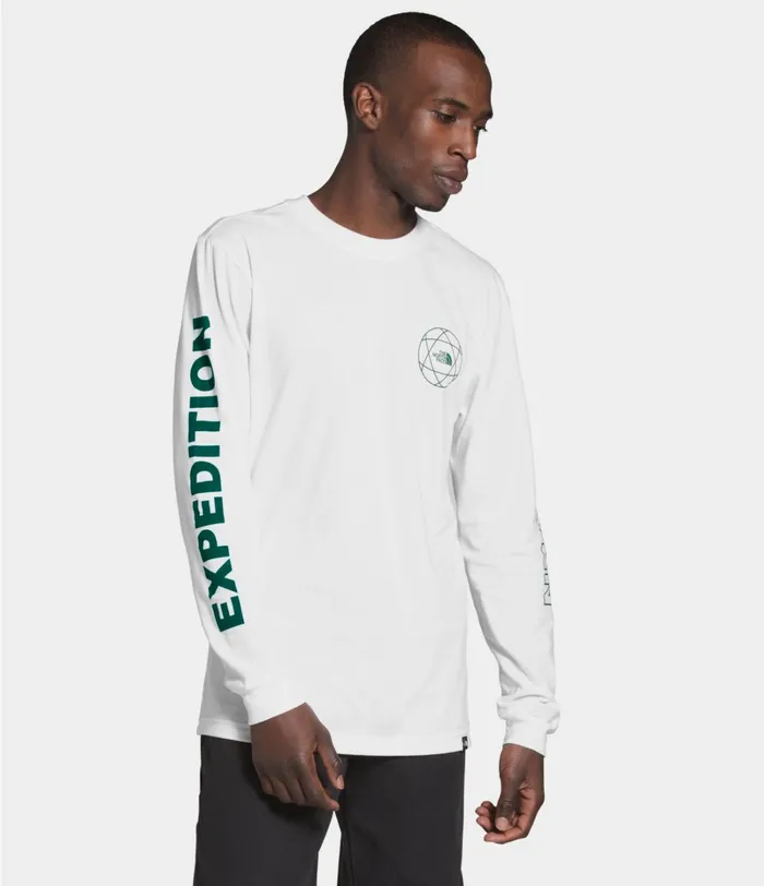 Mens TShirts The North Face Long Sleeve Double Sleeve Graphic Tee Tnf Whiteevergreen