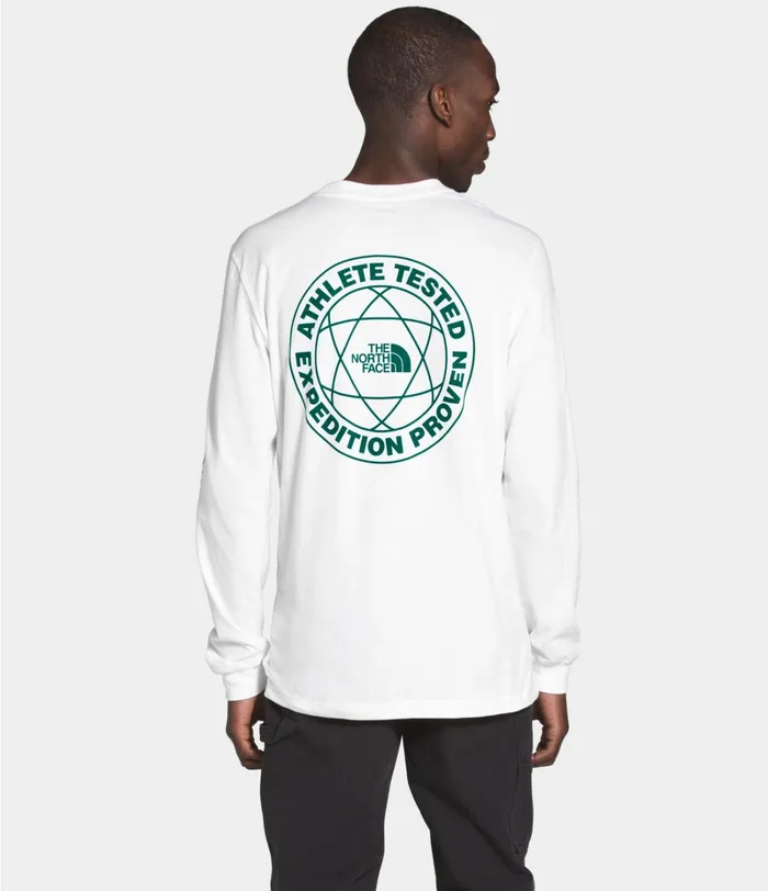 Mens TShirts The North Face Long Sleeve Double Sleeve Graphic Tee Tnf Whiteevergreen