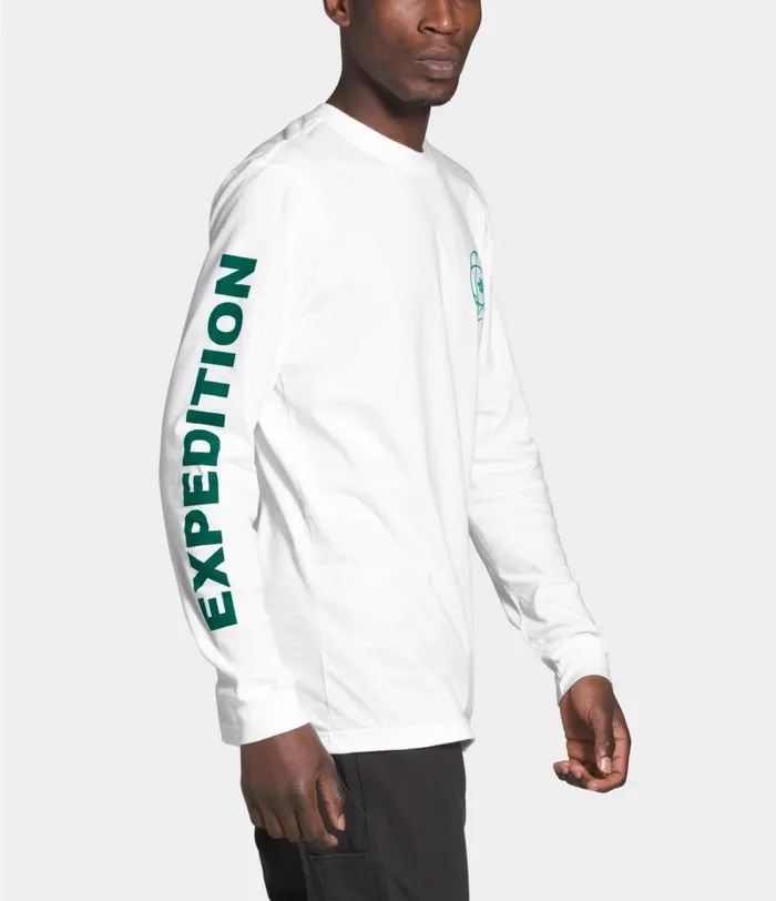 Mens TShirts The North Face Long Sleeve Double Sleeve Graphic Tee Tnf Whiteevergreen