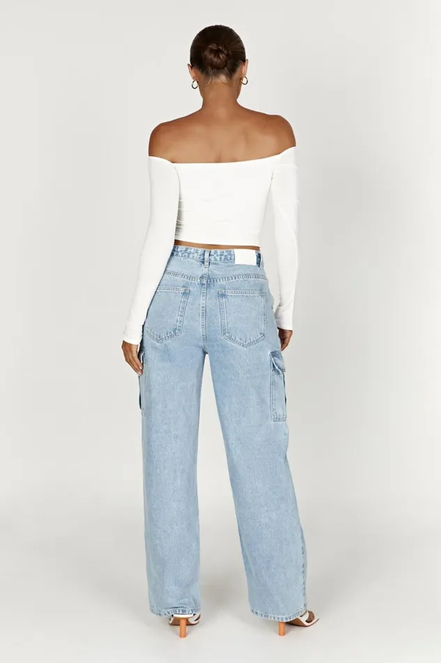 Meshki Bachelorette Ceri Off Shoulder Long Sleeve Top 8211 White White 8211 Women