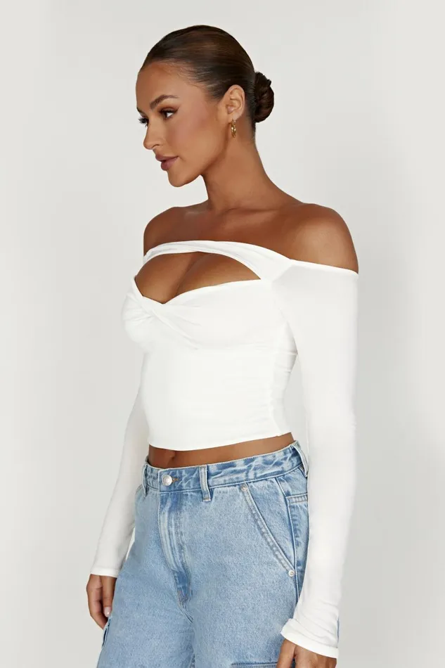 Meshki Bachelorette Ceri Off Shoulder Long Sleeve Top 8211 White White 8211 Women