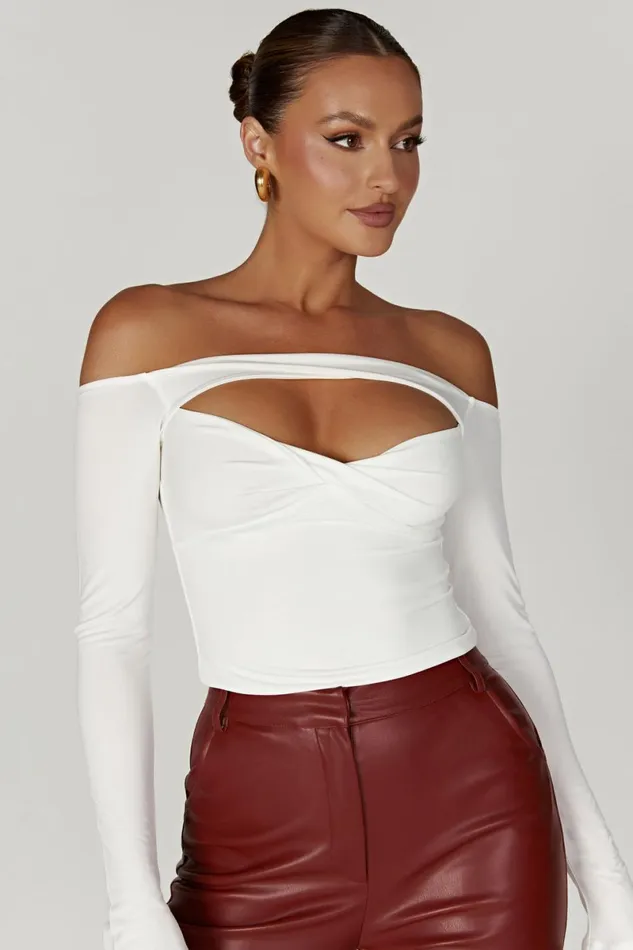Meshki Bachelorette Ceri Off Shoulder Long Sleeve Top 8211 White White 8211 Women