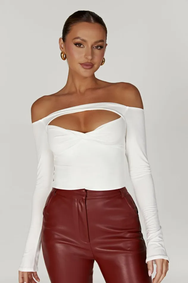 Meshki Bachelorette Ceri Off Shoulder Long Sleeve Top 8211 White White 8211 Women