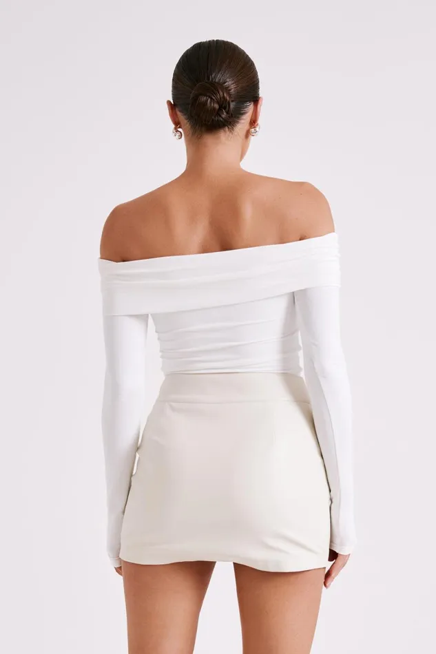 Meshki Basic Tops Lucinda Recycled Nylon Off Shoulder Top 8211 White White 8211 Women
