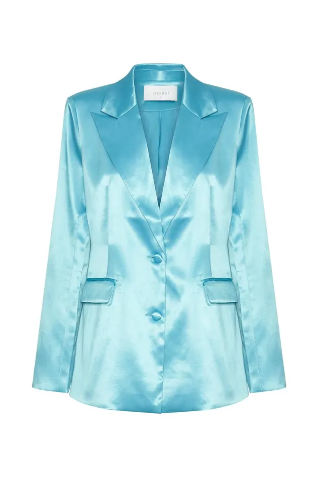 Meshki Blazers Maeva Satin Blazer 8211 Aquamarine Aquamarine 8211 Women