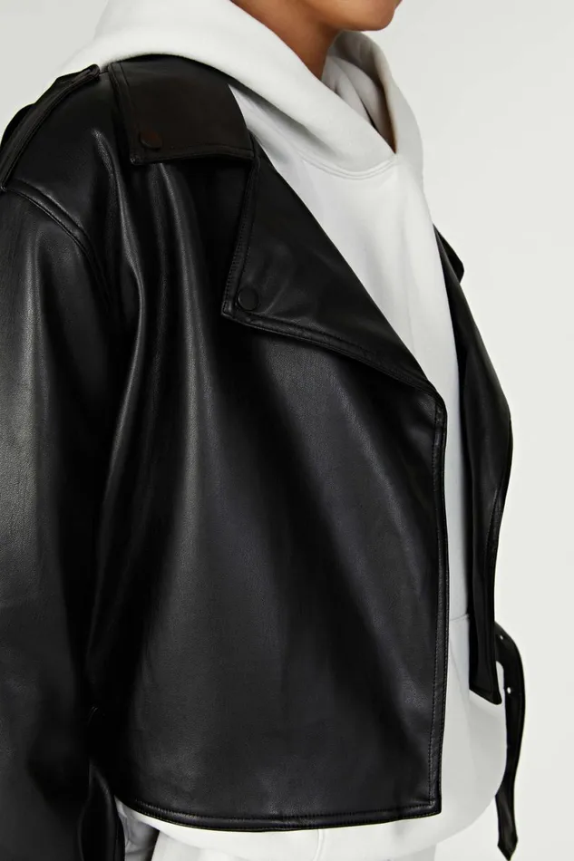 Meshki Coats and Jackets Kirby Faux Leather Jacket 8211 Black Black 8211 Women