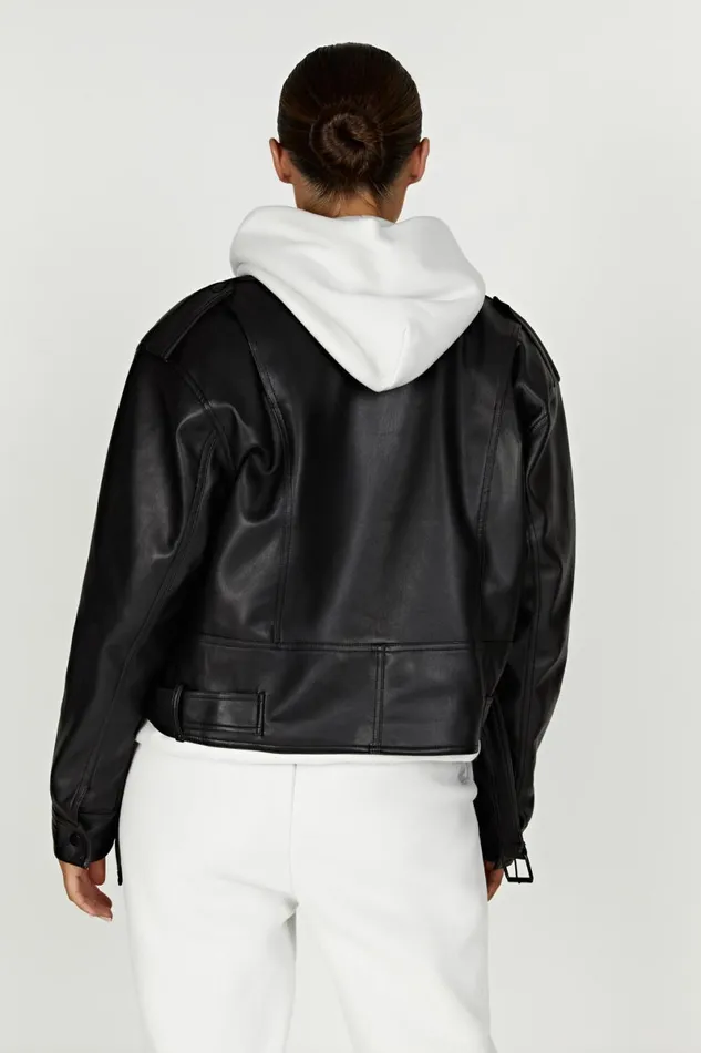 Meshki Coats and Jackets Kirby Faux Leather Jacket 8211 Black Black 8211 Women