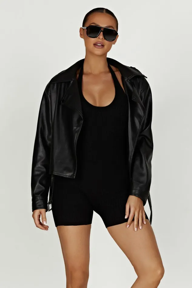Meshki Coats and Jackets Kirby Faux Leather Jacket 8211 Black Black 8211 Women
